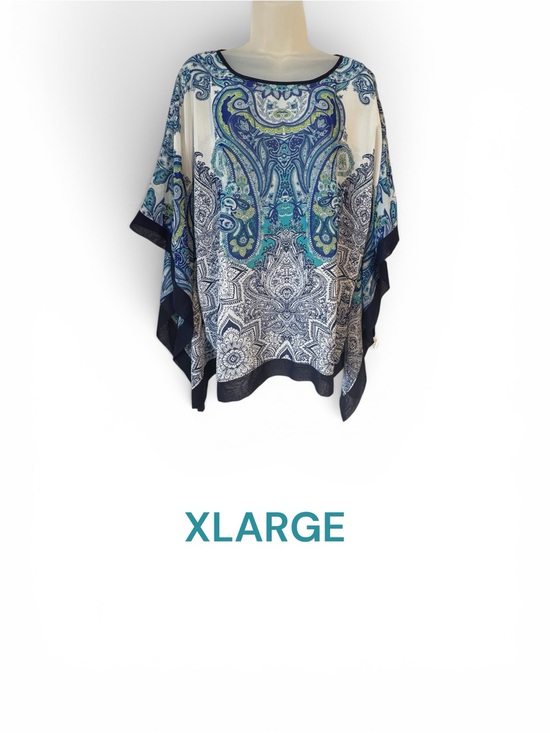 Chenault Tops - BEAUTIFUL FLOWY  Navy & Teal Paisley  Top   XLARge   #C